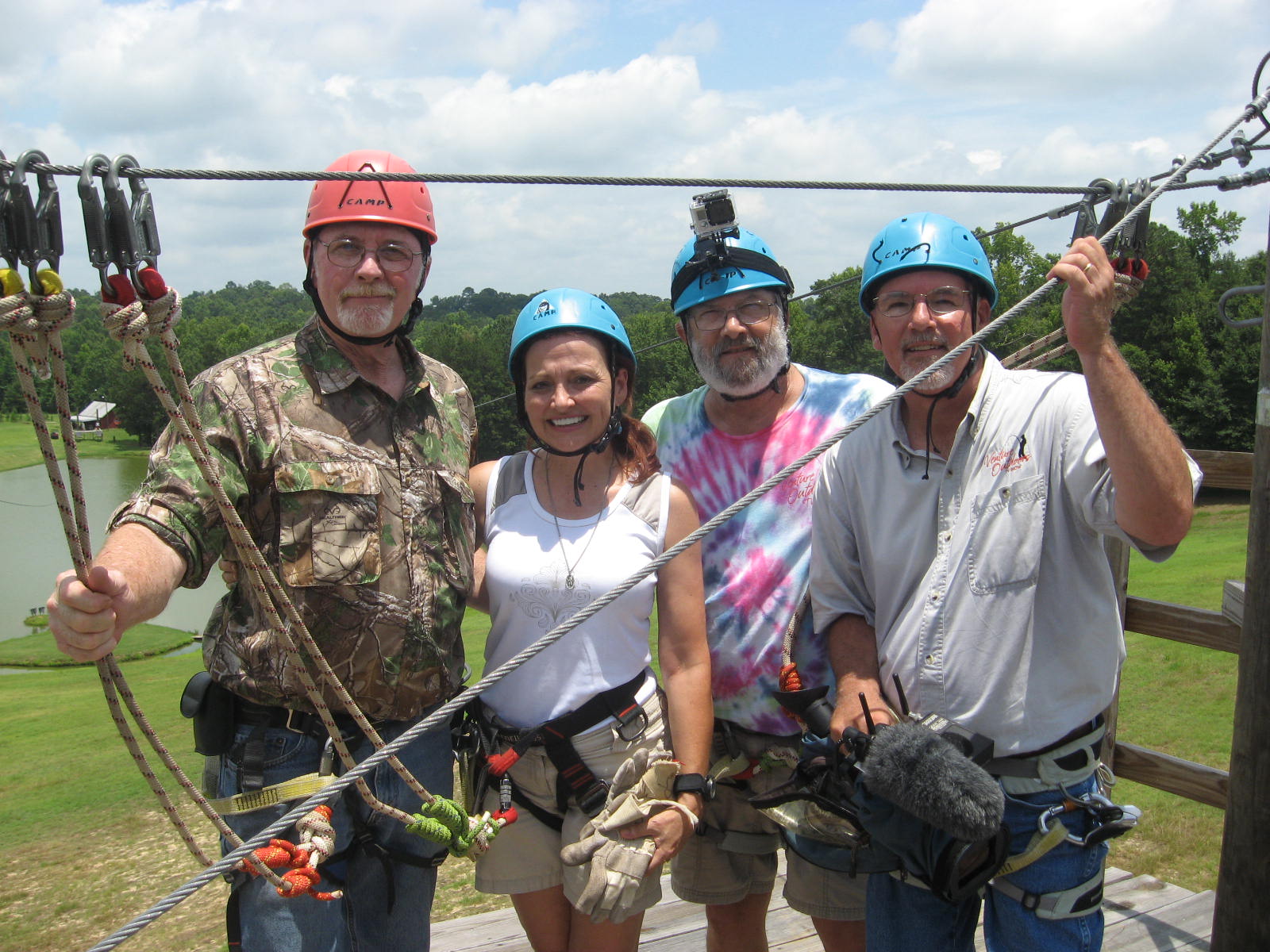 Team It Happens in Alabama and Team Venture Outdoors TV Show Zipline at Camp Butter and Egg