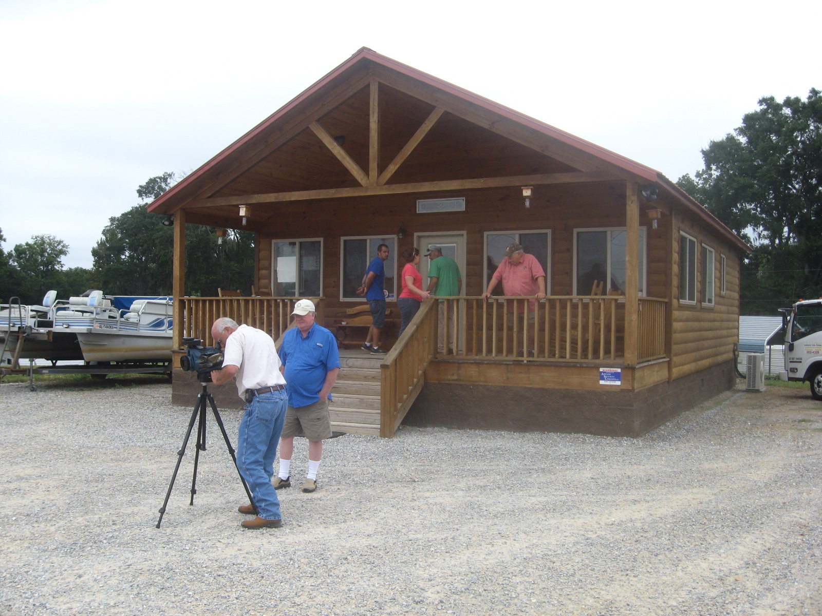 Curt Gantt filming commercial for Leisure Isle Buildings, Wetumpka, AL